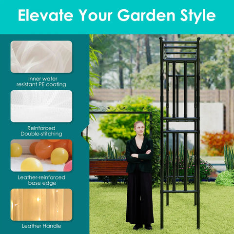 Flat Top Garden Arch Trellis For Climbing Plants Extra Large 11 Ft By 9 Ft Outdoor Metal Arbor