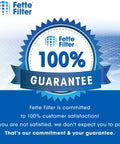 Fette Filter 100% Guarantee logo and slogan for customer satisfaction commitment image.