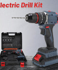 Lightweight Cordless Drill Kit Delivering 1500 RPM Killer Torque For Wood And Plastic Multifunctional Power Drill in tool case.