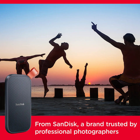 1TB Portable SSD With Up To 800 MB Per Second Read Speeds, USB C And USB 3.2 Gen 2, drive with silhouettes at sunset
