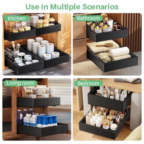 Heavy Duty Slide Out Cabinet Organizer Full Extension Roll Out Shelf With Super Smooth Glide, multiple scenarios kitchen bathroom living room bedroom