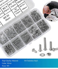 410 Piece Tiny Button Head Hex Socket Cap Screws Kit In 304 Stainless Steel With M2 Through M20 Sizes Zero Point Four Millimeter Pitch Includes Nuts Washers And Hex Keys For Micro Fastening Projects in a plastic organizer with compartments.