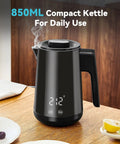 850Ml Small Electric Kettle With Temperature Control Your Quick Heat Buddy 800W Fast Boil Double Wall 304 Stainless Steel