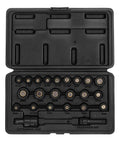 Open case of Magnetic Impact Socket Set For One Quarter Inch Drive And Metric 23 Piece Chrome Moly Steel with sockets visible.