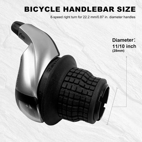 8 Speed Thumb Activated Bike Gear Shifter Lever For Mountain Road And Racing Bikes with handlebar size details