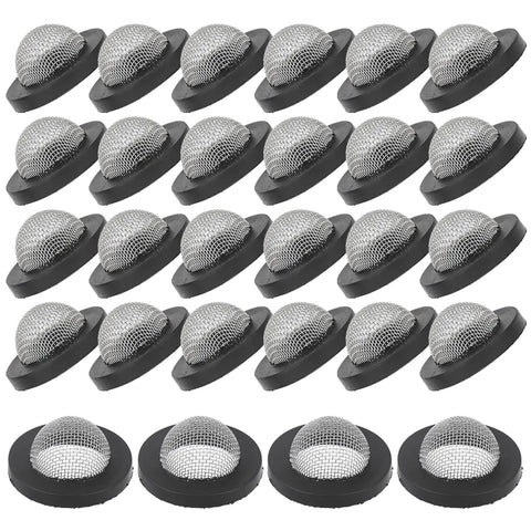 Stainless Steel Hose Filter Washers 30 Pack For Three Quarters Inch And Five Eighths Inch Garden Hose Connectors And Washing Machines, Heavy Duty Screen Filters For Home Garden And DIYers displayed in rows