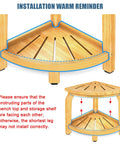 2-Tier Bamboo Shower Bench For Inside Shower No-Slip Legs 16 Inch Waterproof Bathroom Stool With Storage Shelf Sturdy Safe