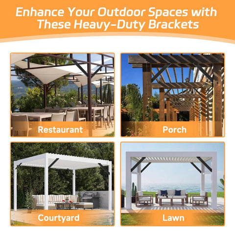 4 Pack Pergola Support Brackets At 45 Degree Angle For 4x4 Wood Posts Beefy Heavy Duty Reinforced Steel Gazebo Bracket Kit For Easy Install On Patio Garden Gazebo Treehouse And Backyard Projects