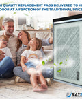 20x25 Replacement Filter Pads For Dynamic Air Cleaner 3 Pack fiberglass media with carbon center in living room setting