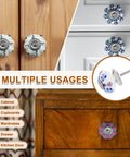 Six Piece Vintage Floral Ceramic Pull Knobs Freakin Gorgeous Red Tulip Drawer Handles on cabinets and drawers.