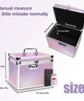 Colorful Aurora Combination Lock Box With Code For Personal Items Safe For Meds And Docs Portable Medicine Lockbox For Kids Jewelry And Important Papers 10 By 7.25 By 7.75 Inches showing dimensions and open lid