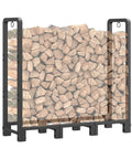 Heavy Duty Adjustable Firewood Rack For Indoor Outdoor Use Four Foot Long Wood Storage Stand Holds Up To 2600 Pounds Upgraded Firewood Holder For Porch Or Patio Easy Assembly Durable Fireplace Log Organizer with stacked logs