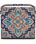 Foldable Paisley Mandala Storage Basket 13 Inch Cube with colorful paisley pattern and reinforced handles, ideal for organization.
