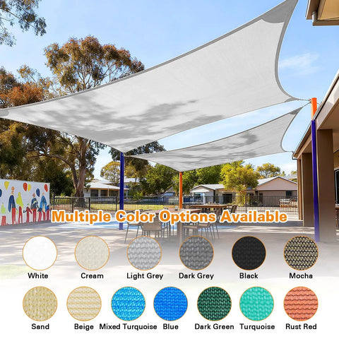 Rectangle 20x20 Sun Shade Sail Canopy for Patio Pergola Deck Outdoor Backyard Light Grey UV Block Ninety Five Percent