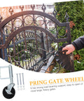 Smooth Rolling Heavy Duty Spring Loaded Gate Wheel With Automatic Telescopic Adjustment Cold Rolled Steel Replacement Caster visible on a large gate.