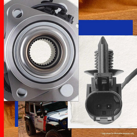 Close-up of Hella Durable Front Wheel Bearing And Hub Assembly Pair With Abs Sensor showing tapered roller bearings.