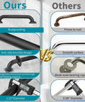 Comparison of Solid As A Rock Premium Stainless Steel Shower Grab Bars For Seniors features: knurled design vs. rusty bars.