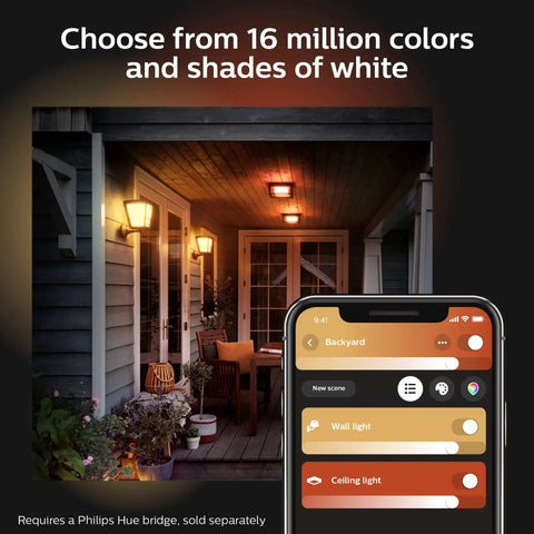 Econic Square Outdoor Smart Wall Light Black With White And Color Ambiance LED Color Changing Light Weatherproof 1 Pack app control
