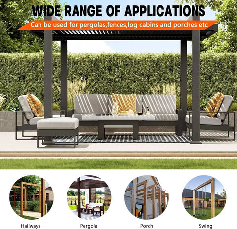 Heavy Duty Pergola Bracket Kit With 2 Way L Shaped Corner Brackets For 4x4 Wood Beams Indoor Outdoor White Galvanized Steel With Matte Black Powder Coat Hardware Included For Easy DIY Gazebo Proch Or Log Cabin Projects Built To Last