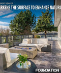 Pro Grade Solvent Based Concrete Sealer Builds A Killer Matte Wet Look Finish On Brick Flagstone And Slate Masonry in a modern patio setting.