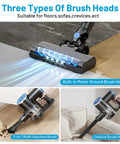 Cordless Vacuum Cleaner With Self Standing Design And LED Display 6 In 1 Rechargeable with three brush heads