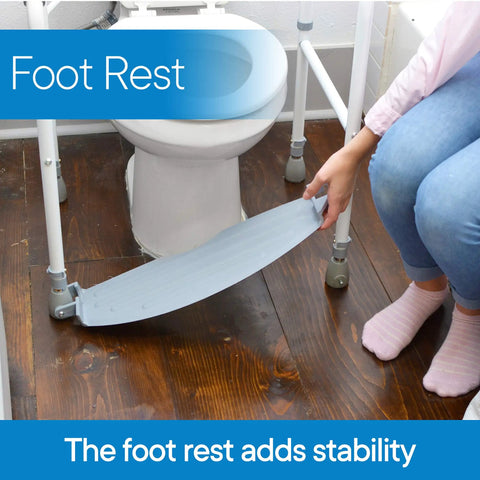 Foot rest for Hassel Free Folding Toilet Safety Frame And Super Solid Portable Bathroom Handrail, enhancing stability and support.