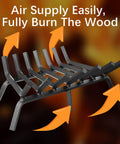 Heavy Duty 24 Inch Fireplace Grate Made From Solid Steel For Firewood Logs And Kindling Four Thick Feet And Two Center Supports