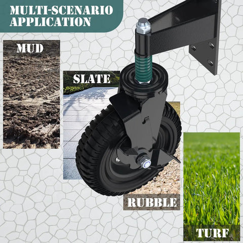 Heavy Duty 8 Inch Swivel Gate Wheels With Locking Brake Built Tough Spring Suspension Smooth Gliding Rollers on various surfaces