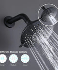 Shower Head And Handle Set Wall Mounted Square High Pressure Shower Faucet System Black Matte Finish with water streams