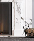 Foldable Fireplace Log Holder and Firewood Rack for Indoor Outdoor Use Heavy Duty Steel Construction by the fireplace