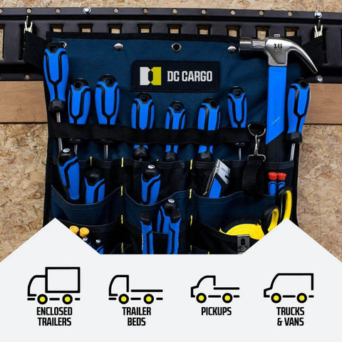 Rock Solid E Track Tie Down Rail Kit Four Pack Three Foot Heavy Duty Steel Tracks Powder Coated Black for gripping tools.