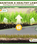 Dual Action Dethatcher Rake With 21 Tines And Adjustable Long Handle From 40 To 70 Inches Heavy Duty Metal Thatch Rake For Lawn Care Soil Aeration Turf And Artificial Grass benefits comparison before and after usage