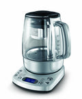 Tea Maker Infuser And Water Kettle 51 Oz Capacity With Programmable One Touch Controls And Auto Tea Basket in glass and stainless steel