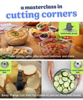 5 In 1 Kitchen Prep And Storage Bowl System Featuring Crinkle Slice And Shred Blades For Real Deal Meal Prep And Hosting Like A Champ With Secure Snap Lids, showcasing meal prep bowls with various food preparations.