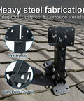 Beefed Up Heavy Duty Adjustable Patio Roof Riser Bracket waterproof and rust-proof in the rain, mounted on a roof tile, focus keyword included.