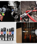 Impact Grade Socket Adapter Set for Quick Change Systems Converts From Hex Shank To One Quarter Inch Three Eighths Inch And One Half Inch Square Drives With Extension Bit Holder For Drills And High Torque Wrenches For Pros And DIYers displayed in different usage scenarios