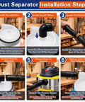 Step-by-step installation of High Efficiency Cyclone Dust Separator for 5 Gallon Buckets with wet and dry debris pickup setup