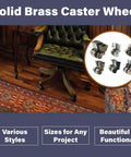 Top Notch Solid Brass Furniture Casters Featuring Vintage Round Cup Design And Slick Swivel Action For Heavy Duty Glide and Smooth Home Upgrade Projects in stylish setting.