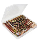 Heavy Duty Crib Hardware Replacement Kit M6 Barrel Nuts And Hex Socket Bolts With Wood Dowel Pins 70 Piece Set in clear box