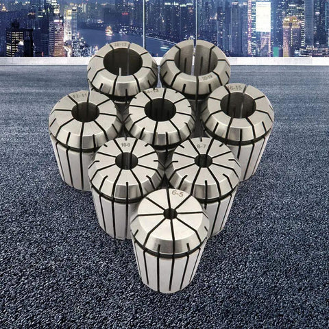 Eight Piece ER32 Spring Collet Chuck Set Forged From Premium Manganese Steel Keeps Tools Dead Center for CNC milling.