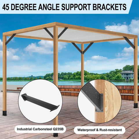 8 Pcs 45 Degree Angle Support Brackets Pergola Kit Heavy Duty Connector For Wooden Structures Gazebos Tree Houses Cabins And Patios DIY Outdoor Build Projects Rock Solid