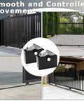 4 Inch V Groove Sliding Gate Roller Wheels 2 Pack featuring rugged steel construction mounted on sliding gates for smooth glide.