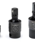 Beefy X Core Pinless Impact Universal Joint Set Three Piece Drive Set With One Quarter Inch Three Eighths Inch And One Half Inch