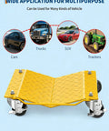 Heavy Duty Car Wheel Dolly Set Beefy Steel Frame 6000 Pound Capacity 360 Degree Swivel Casters for trucks, SUVs, and tractors.
