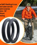 2 Pack Self Sealing Fat Bike Inner Tubes For 20x2.5 To 3.0 Tires With 32mm Schrader Valve, man biking on icy road