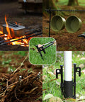 Beefy 8 Pack Tent Stakes Heavy Duty Metal Pegs for camping in various outdoor settings, showcasing steel ground anchors.