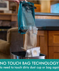 No Touch Bag technology in use with Intuition Lift Up Bagged Upright Vacuum With Two Motor Power Suction And HEPA Filter.