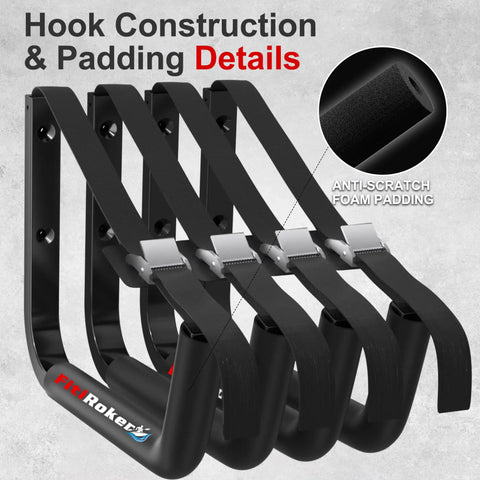 Heavy Duty Wall Mounted Kayak Rack Holds 120 Pounds Beast Mode Garage Saver with padded hook design for secure storage.