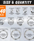 Badass Rock Solid 240 Piece Wave Washer Assortment Kit Using M3 To M25 Metric Sizes Made From Top Shelf 304 Stainless Steel diagram of sizes and dimensions