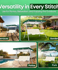 All Weather Patio Swing Canopy Replacement Cover For Outdoor Garden Yard Porch Two Seat Swing UV Waterproof 420D